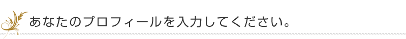 あなたのプロフィールを入力してください。