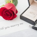 婚約指輪とバラ